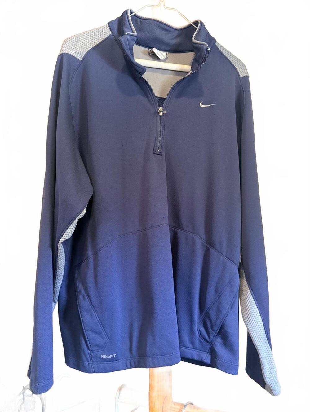 NikeFIT Dry Men’s Large Navy Blue Quarter Zip Pullover Athletic Running Top